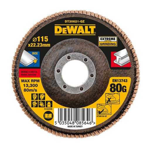 [DEWDT30621-QZ] DeWalt Ex Flap Disc 115mmx22.2mmx80G