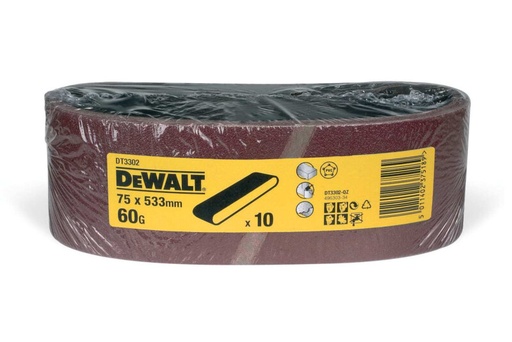 [DEWDT3302-QZ] DeWalt Sanding Belts 75mmx533mm Grit 60 Pk 10