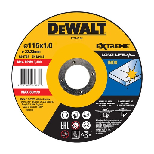 [DEWDT3442-QZ] DeWalt 115x1mm Extreme Cutting Inox