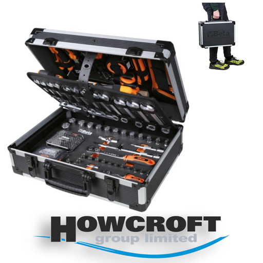 [BW 2056E] BETA Tools BW 2056E Tool case with assortment of 163 GENERAL MAINTENANCE TOOLS, Removable interior tool panel, Integrated soft foam tray