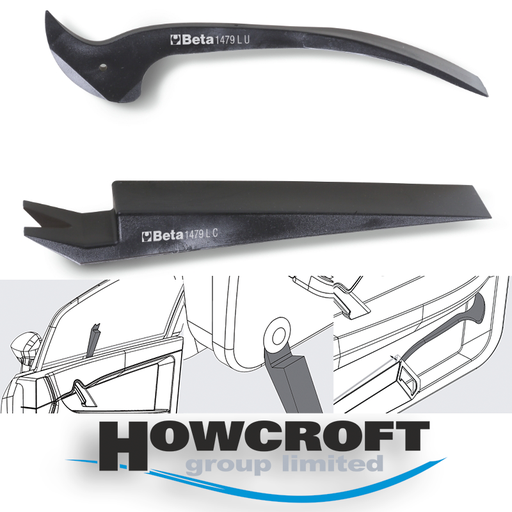 [1479L/S2] Beta Tools 1479L/S2 Multipurpose wrecking bars, pair, made of Teflon®, Just two tools for many uses, high stress resistance. Vehicle trim & fastener removal tools