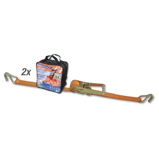 [8182 8,5/B2] Beta Tools 8182 8,5/B2 Bag with set of 2 ratchet tie-downs 8182, 8.5 m high-tenacity polyester belt, single hooks. KIT OF 2 LASHING SYSTEMS