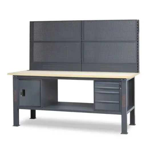 [C58BC-W2,1 4CA/A+SVR] Beta Tools C58BC-W2,1 4CA/A+SVR Custom Workshop Work bench, 2.1 m long, with wood top, 4 drawers and door module