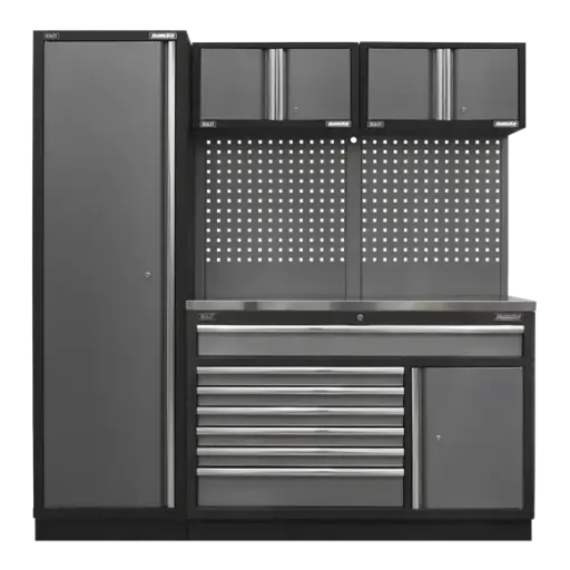[APMSSTACK10SS] Sealey APMSSTACK10SS Custom Workshop Storage System with Stainless Steel Worktop 1.96m