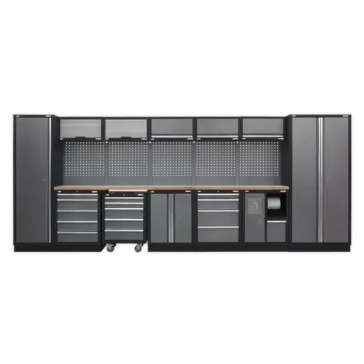 [APMSSTACK01W] Sealey APMSSTACK01W Custom Workshop Storage System with Wood Worktop 4.92m