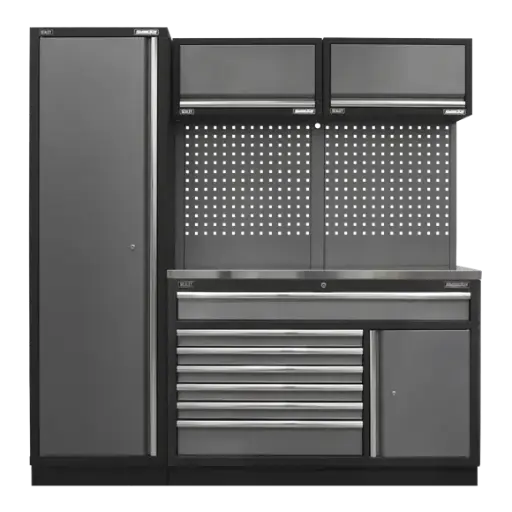 [APMSSTACK09SS] Sealey APMSSTACK09SS Custom Workshop Storage System with Stainless Steel Worktop 1.96m