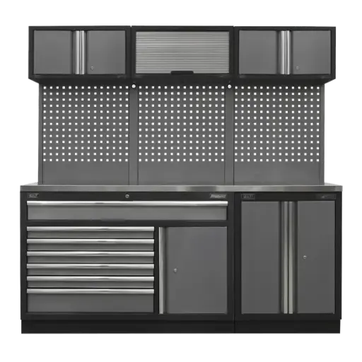 [APMSSTACK11SS] Sealey APMSSTACK11SS Custom Workshop Storage System with Stainless Steel Worktop 2.04m