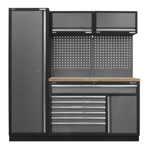 [APMSSTACK09W] Sealey APMSSTACK09W Custom Workshop Storage System with Pressed Wood Worktop 1.96m