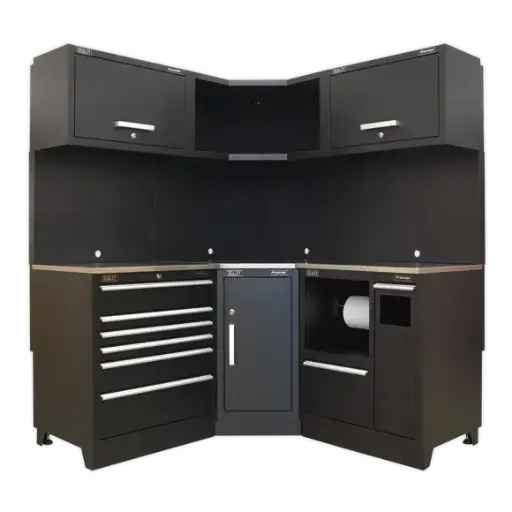[APMSCOMBO6SS] Sealey APMSCOMBO6SS Corner Storage System with Stainless Worktop 1.71m