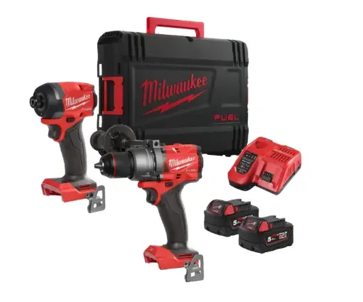 [M18 FPP2A3-502X] Milwaukee M18 FPP2A3-502X 4933480876 240v M18 FUEL™ Power Pack Cordless Percussion Drill + Hex Impact Driver + 2x 5.0 AH Battery + Fast Charger