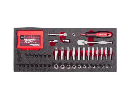 [¼″ Ratchet and bit socket set foam insert 76pc] Milwaukee 4932499293 ¼″ Ratchet and bit socket set foam insert 76pc