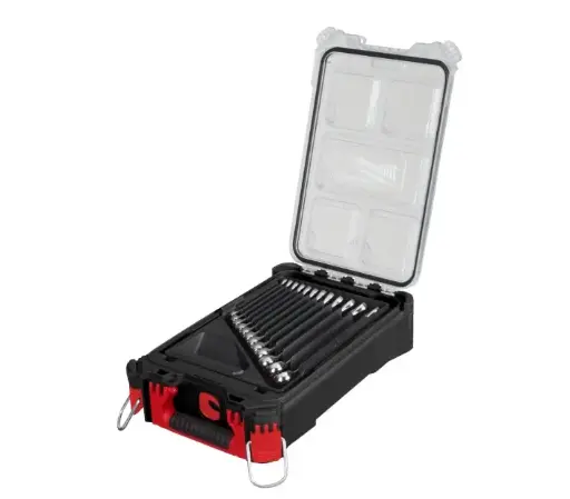 [15 pc MAXBITE combination spanner set] Milwaukee 4932498141 15 pc MAXBITE combination spanner set with PACKOUT™ compact organiser