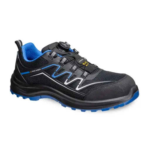PORTWEST FT32 - Composite KPU and Mesh Safety Trainers S1PS ESD SR FO Black/Blue 37 - 48 PPE Footwear